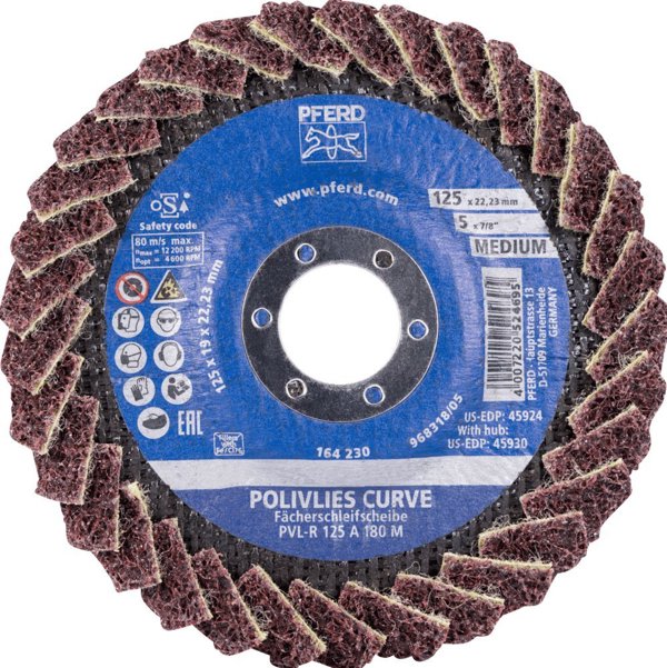 Δίσκος λείανσης τσόχας PFERD Curve PVL-R 125 A 180 M