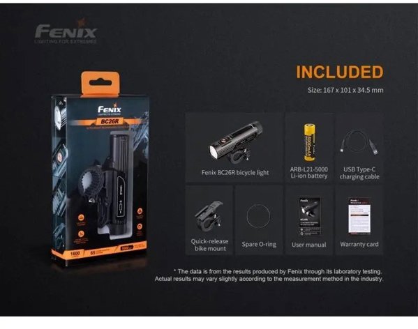 Fenix Εμπρόσθιο φως ποδηλάτου Fenix BC26R, μαύρο