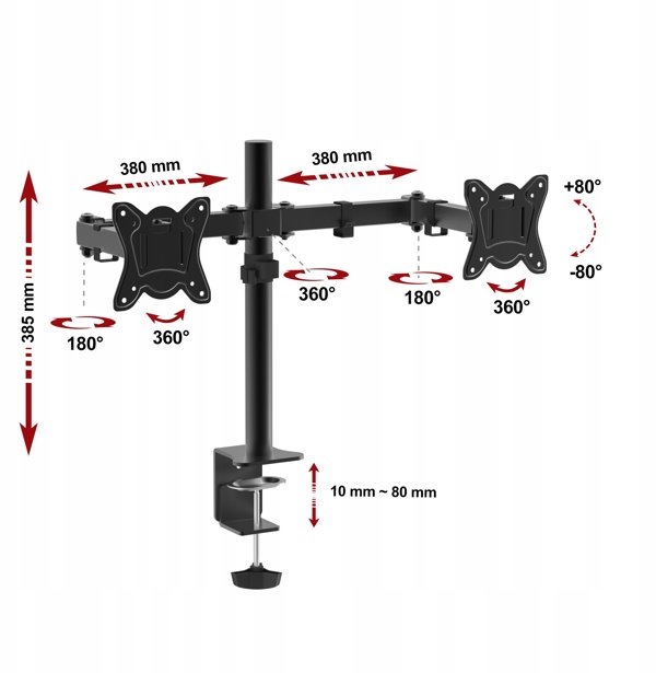 Fiber Novelty FN402 Εργονομική Βάση Γραφείου για 2 Οθόνες 10"-30"
