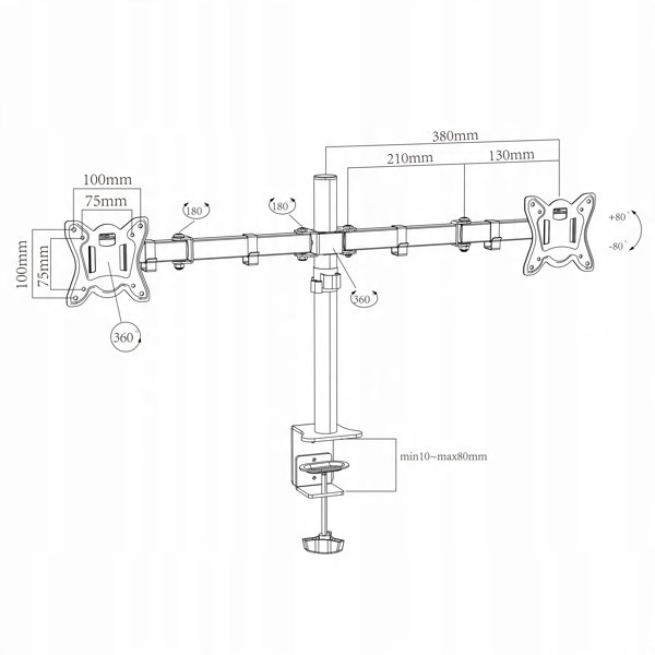 Fiber Novelty FN402 Εργονομική Βάση Γραφείου για 2 Οθόνες 10"-30"