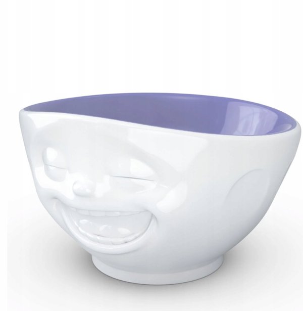 FiftyEight Μπολ Γελώντας 500ml - Λεβάντα, Πορσελάνινο Μπολ Σερβιρίσματος με Ανάγλυφη Έκφραση