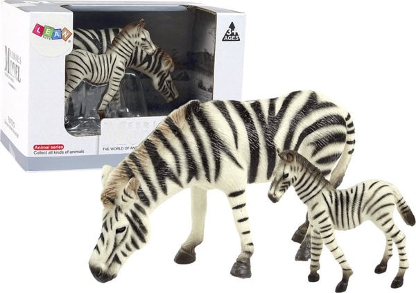 Σετ 2 Φιγούρες Zebra με Νεαρή Ζέβρα Φιγούρα Ζώα LeanToys