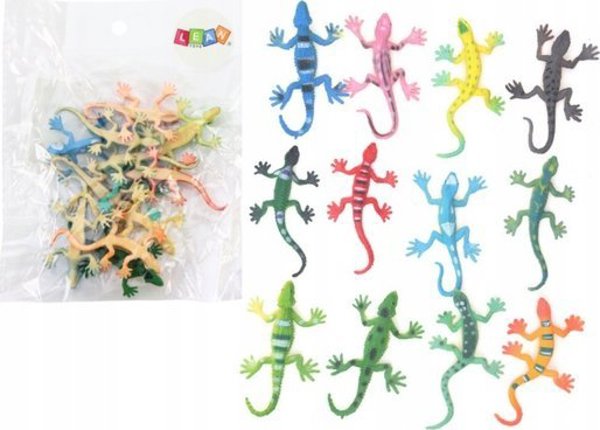 Figurka LeanToys Zestaw Figurek Jaszczurki Gady Kolorowe 12 Sztuk