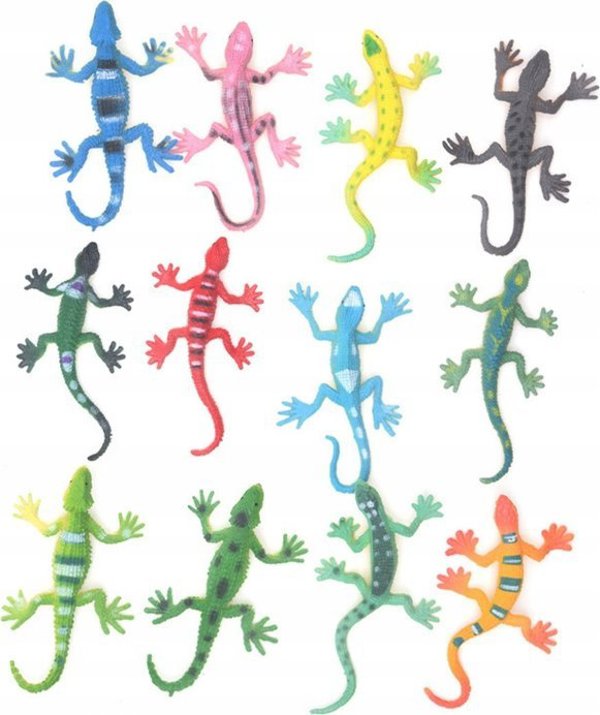 Figurka LeanToys Zestaw Figurek Jaszczurki Gady Kolorowe 12 Sztuk