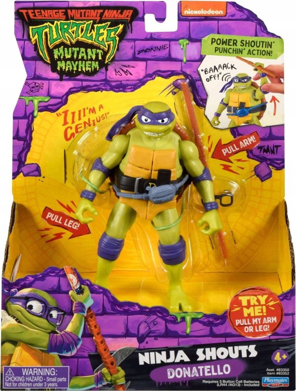 Playmates Φιγούρα Χελωνονιντζάκια Teenage Mutant Ninja Turtles Donatello με Ήχο 12cm