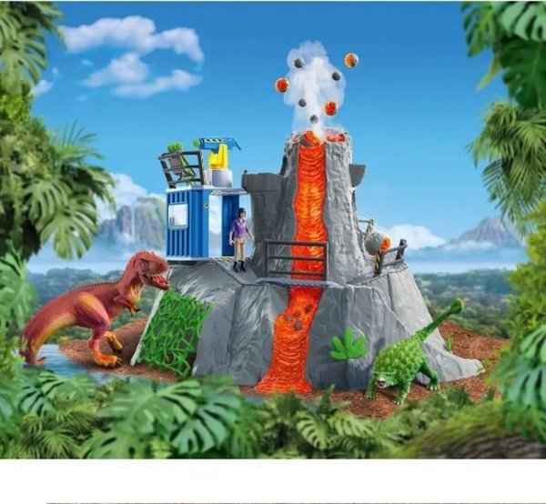 Schleich Μεγάλη Εξερεύνηση Ηφαιστείου - Σετ Φιγούρες Δεινόσαυροι, Παιχνίδι Δράσης