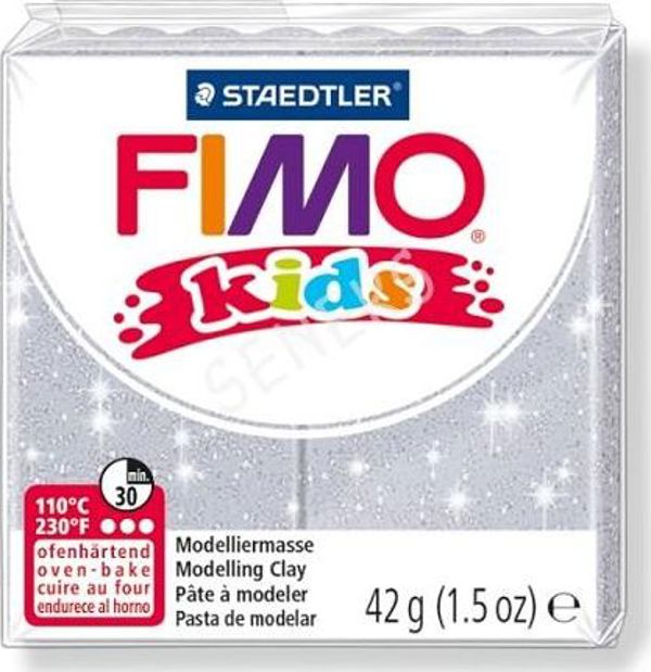 Fimo Πηλός θερμοσκληρυνόμενος Kids με γκλίτερ λευκός 42g