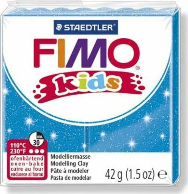 Fimo Θερμοσκληρυνόμενος Πηλός για Παιδιά, με Γκλίτερ, Μπλε, 42g