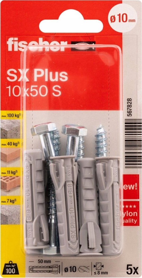 Fischer FISCHER ούπα με βίδες SX Plus S, 10x50 mm, 5 τεμ.