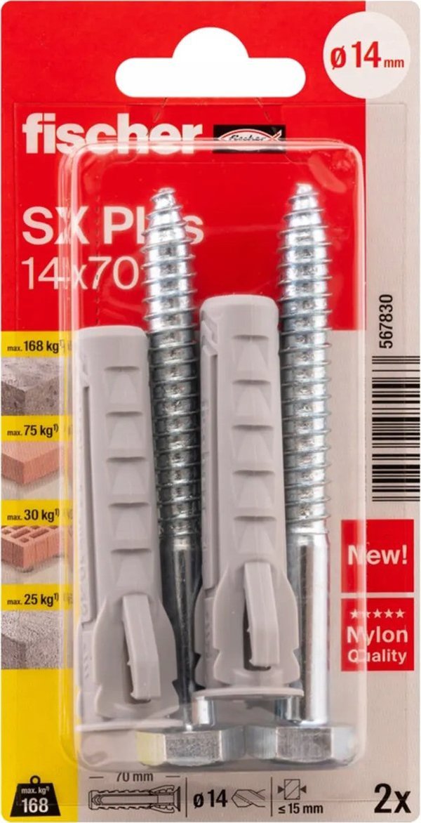 Fischer FISCHER ούπα με βίδες SX Plus S, 14x70 mm, 2 τεμ.