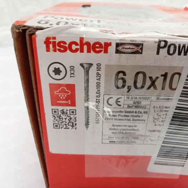 Fischer Βίδα 6,0 x 100 A2 Torx, 100τμχ.