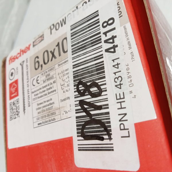 Fischer Βίδα 6,0 x 100 A2 Torx, 100τμχ.