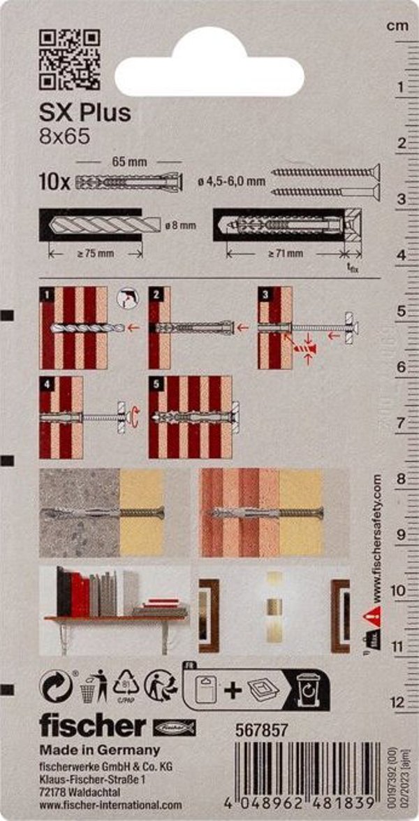 Fischer FISCHER ούπα SX Plus, 8x65 mm, 10 τεμ.