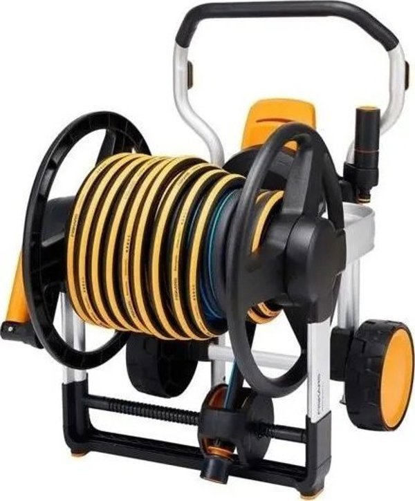 Σετ ποτίσματος Fiskars: λάστιχο και τρόλεϊ XL, όλα σε ένα