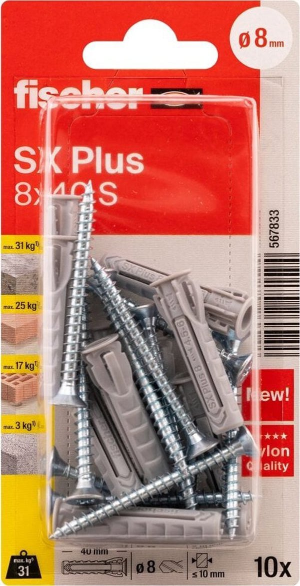 Ούπα Fischer FISCHER με βίδες SX Plus S, 8x40 mm, 10 τεμ.