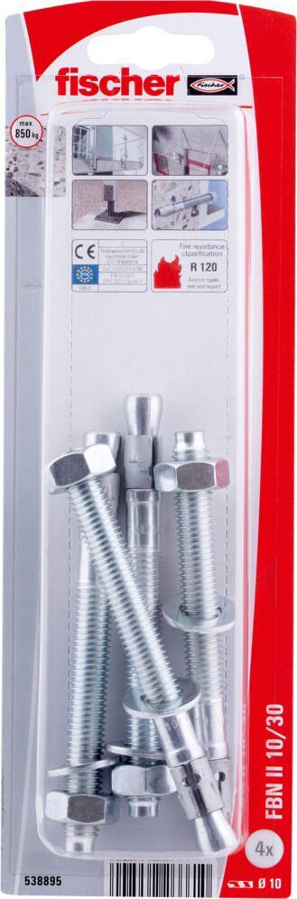 Μεταλλικός εκτοξευόμενος αγκύρας Fischer FBN II 10/30 (10x106), 4 τεμ.