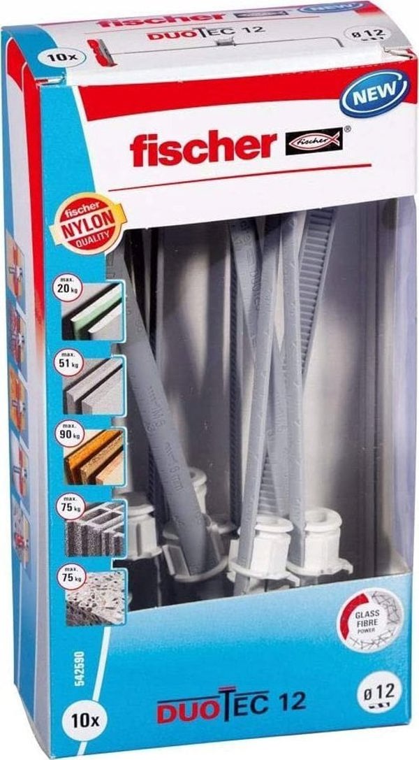Fischer fischer βύσμα οροφής DUOTEC 12 LD (ανοιχτό γκρι/κόκκινο, 10 τεμάχια)
