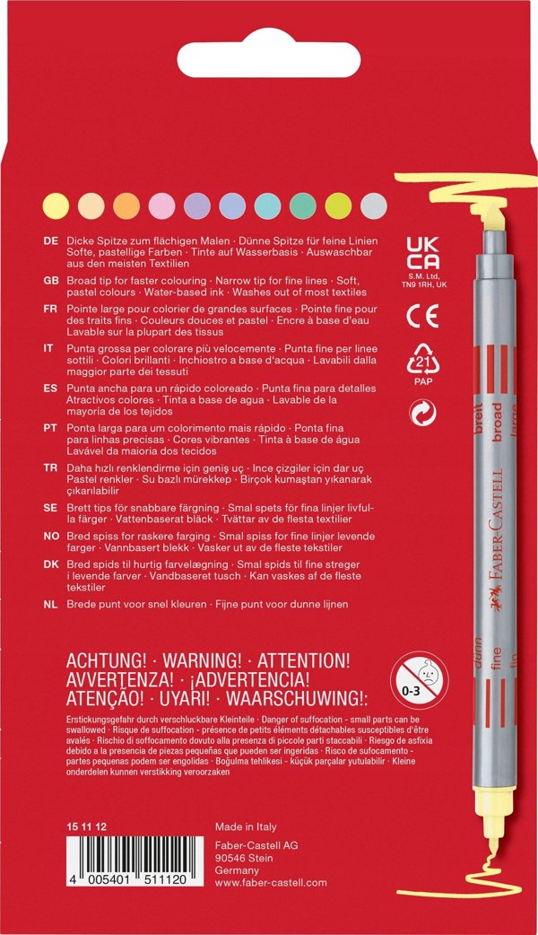 Διπλοί μαρκαδόροι παστέλ 10 χρωμάτων FABER CASTELL