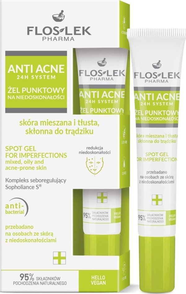 Floslek FLOSLEK ANTI ACNE Τζελ για ατέλειες για μικτή, λιπαρή και επιρρεπή σε ακμή επιδερμίδα 20 ml