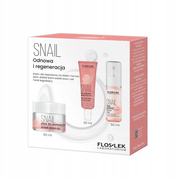 FLOS Σετ περιποίησης προσώπου Snail: κρέμα ημέρας + κρέμα ματιών + τονωτική λοσιόν