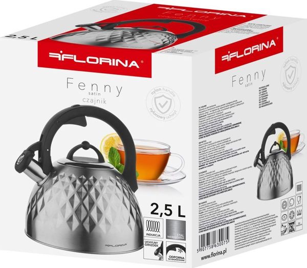 Florina Τσαγιέρα από ανοξείδωτο ατσάλι για επαγωγή και αέριο Florina Fenny Satin 2,5 l