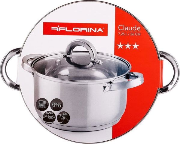 Florina Κατσαρόλα από ανοξείδωτο ατσάλι με καπάκι Florina Claude 26 cm 7,25 l