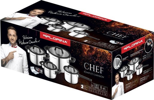 Σετ ανοξείδωτων κατσαρολών Florina Chef από τον Mateusz Gessler 1,8 l και 2,5 l και 3,5 l και 6 l