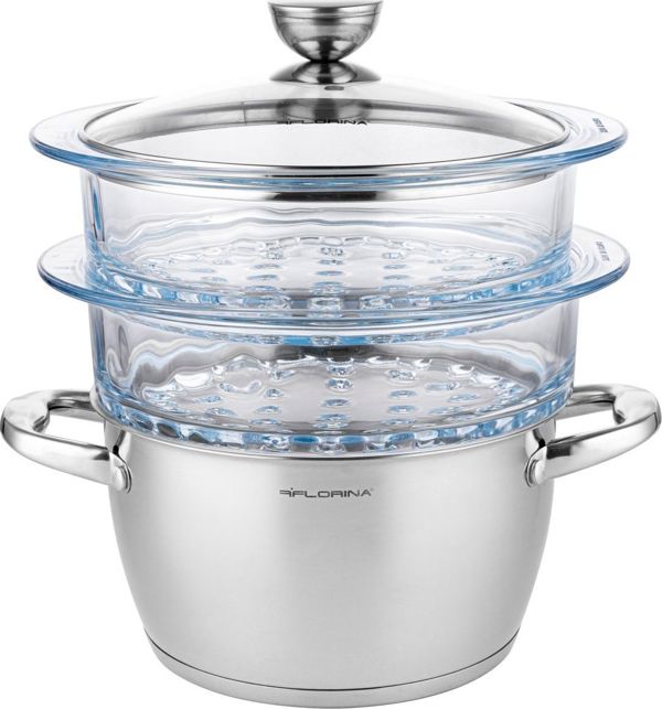 Φλώρινα ΣΑΤΙΝΑ ΑΤΜΙΣΤΗ 20CM INOX 3 ΤΕΜ. (ΚΑΤΣΑΡΟ 2,5L, 2X ΓΥΑΛΙΝΗ ΚΟΥΖΙΝΑ 1,9L, ΚΑΠΑΚΙ) 8592993 5902719588730