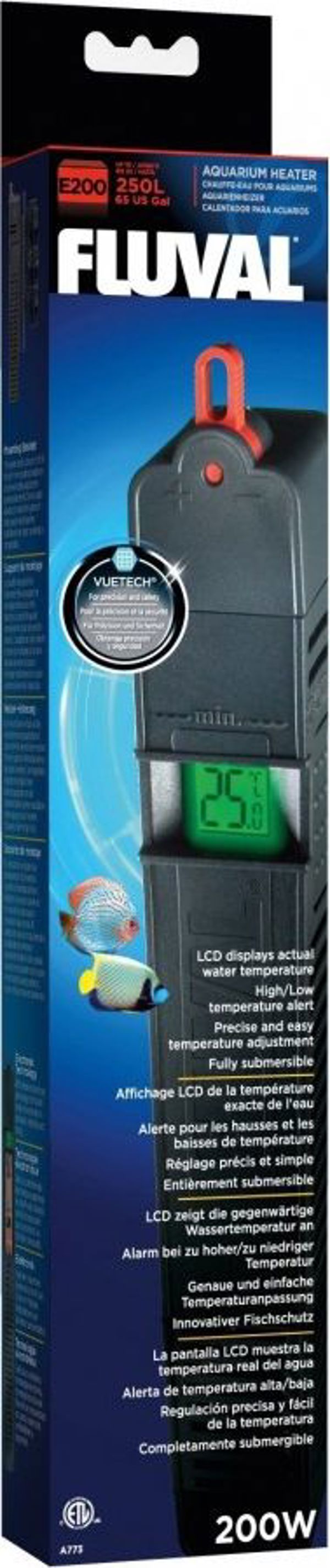 Θερμαντήρας Ενυδρείου Fluval E 200W Με Ψηφιακή Οθόνη Και Προστατευτικό Περίβλημα