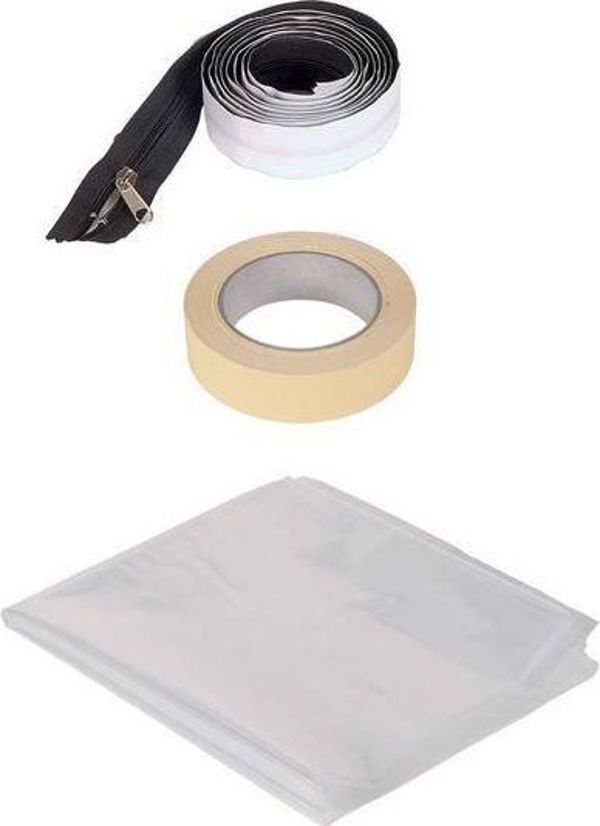 Wolfcraft Σετ Προστασίας από Σκόνη για Πόρτες WF4005000, 1.25 x 2.20 m, με Αυτοκόλλητο Φερμουάρ και Ταινία