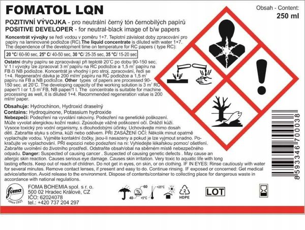 Foma paper developer Fomatol LQN 250ml