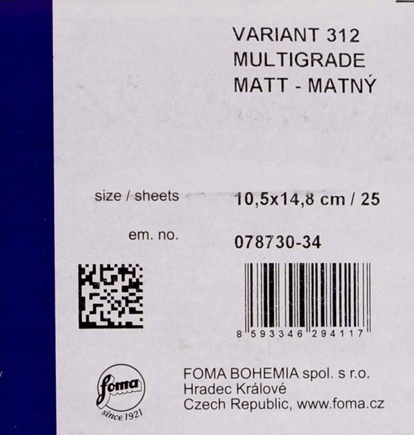 Χαρτί φωτογραφίας Foma Fomaspeed Variant 312 ματ 10x15cm 25 φύλλα