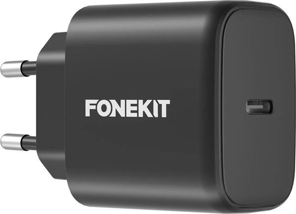 FoneKit GaN PD 65W AC power adapter, USB-C, black