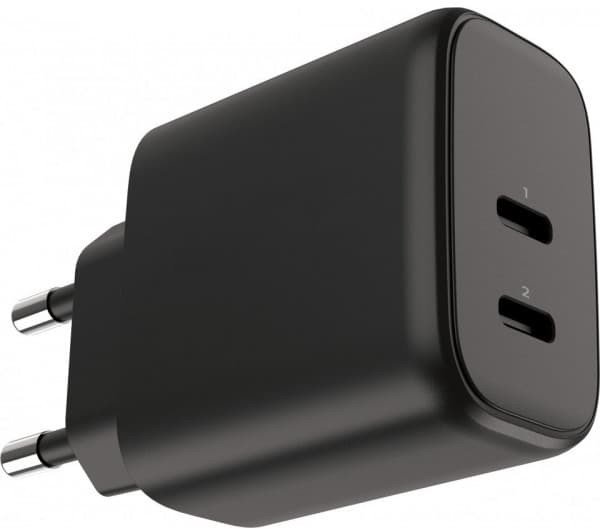 Προσαρμογέας ρεύματος FoneKit GaN PD 65W AC, USB-C + USB-C, μαύρο