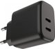 Προσαρμογέας ρεύματος FoneKit GaN PD 65W AC, USB-C + USB-C, μαύρο