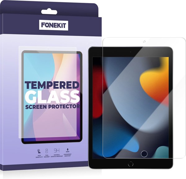FoneKit Tempered Glass, iPad 7 / 8 / 9 / 10.2 (2019-21) (10.2")