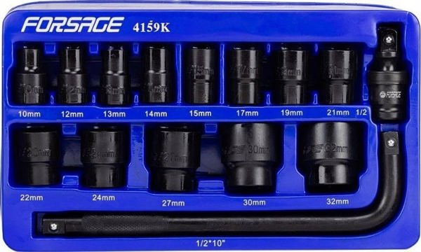 Forsage Σετ καρυδάκια κρούσης 1/2" 15 τεμ. (εξάγωνα) (10-32mm)