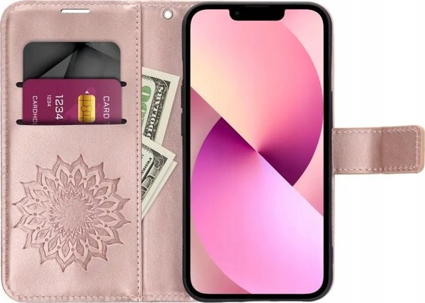 Θήκη ForCell Kabura MEZZO Book για XIAOMI Redmi 13C / POCO C65 mandala ροζ χρυσό