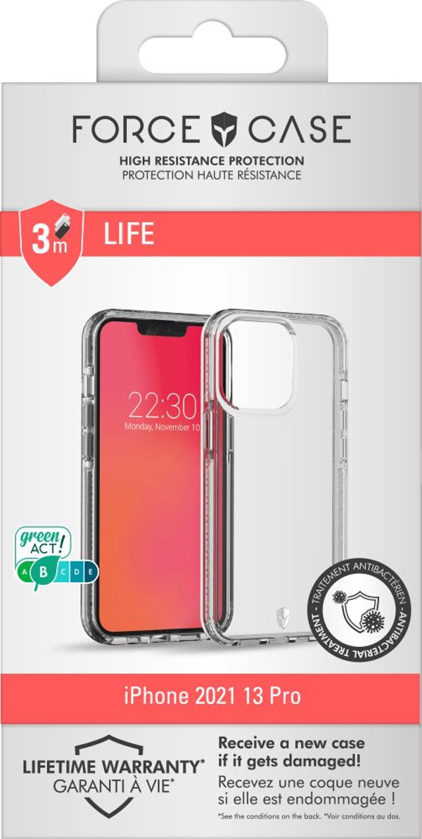 Force Case LIFE Reinforced Case Transparent, fur Apple iPhone 13 Pro, FCLIFENIP1361PT