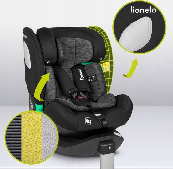 Κάθισμα αυτοκινήτου Lionelo Braam i-Size, 0-36 kg, Carbon Black