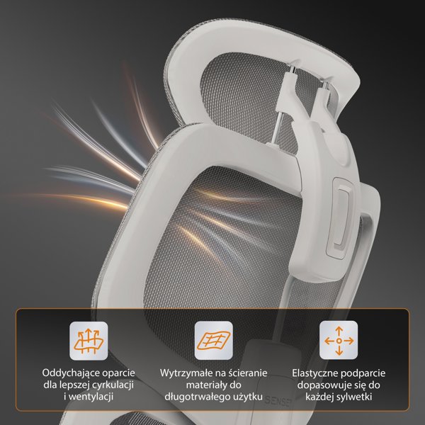 Πολυθρόνα γραφείου SENSE7 NOBU ανοιχτό γκρι