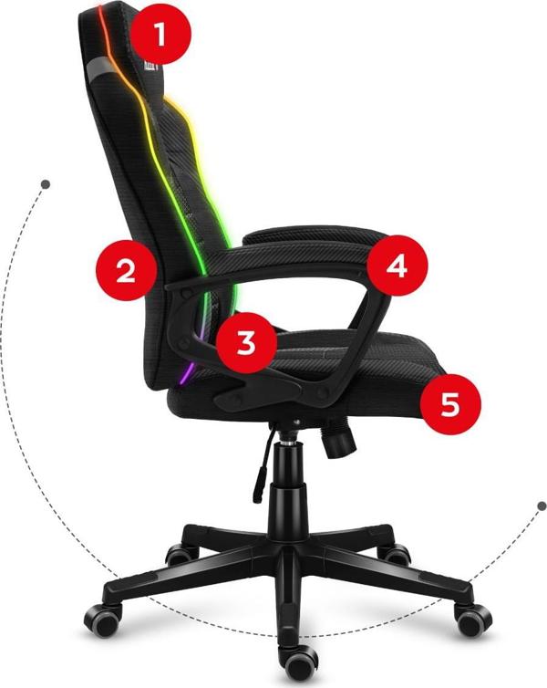 Huzaro Force 2.5 RGB Gaming Καρέκλα με Ύφασμα Huge Mesh & XTwill, Φωτισμό LED & Εργονομική Στήριξη Πλάτης