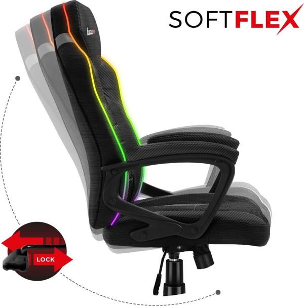 Huzaro Force 2.5 RGB Gaming Καρέκλα με Ύφασμα Huge Mesh & XTwill, Φωτισμό LED & Εργονομική Στήριξη Πλάτης