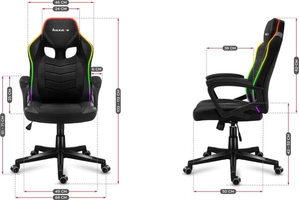 Huzaro Force 2.5 RGB Gaming Καρέκλα με Ύφασμα Huge Mesh & XTwill, Φωτισμό LED & Εργονομική Στήριξη Πλάτης