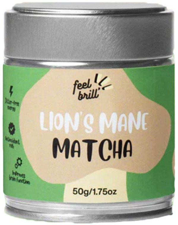 Matcha πράσινο τσάι με lion's mane Feel Brill, 50 g