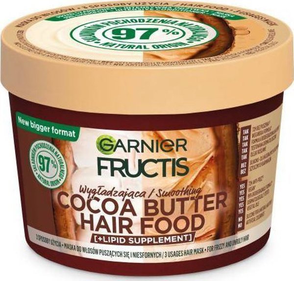 Fructis Hair Food Smoothing mask για φριζαρισμένα και ατίθασα μαλλιά - Βούτυρο κακάο 400ml 12694082 3600542513043