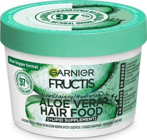 Fructis Hair Food Ενυδατική μάσκα για κανονικά και ξηρά μαλλιά - Aloe Vera 400ml 12694077 3600542513012