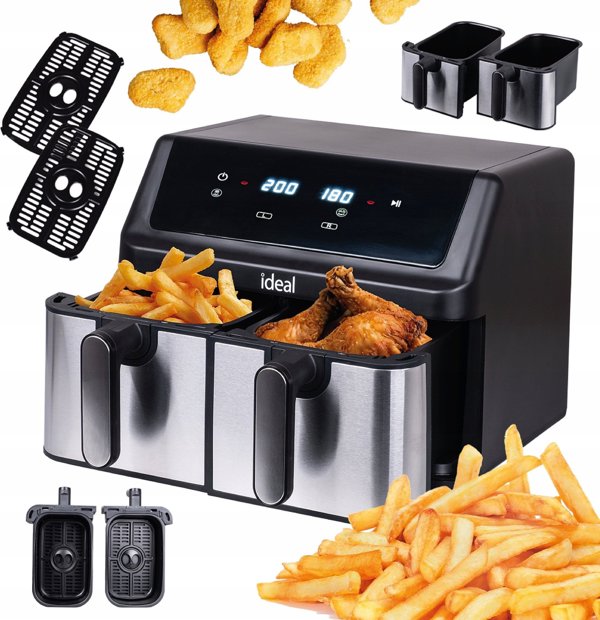 ΦΡΙΤΕΖΑ ΑΕΡΟΣ ΧΩΡΙΣ ΛΑΔΙ AIR FRYER Eldom ΔΙΠΛΗ 9L ΔΙΠΛΟΥ ΘΑΛΑΜΟΥ+ΣΤΕΓΝΩΤΗΡΑΣ