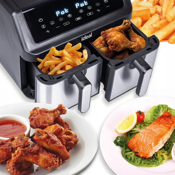 ΦΡΙΤΕΖΑ ΑΕΡΟΣ ΧΩΡΙΣ ΛΑΔΙ AIR FRYER Eldom ΔΙΠΛΗ 9L ΔΙΠΛΟΥ ΘΑΛΑΜΟΥ+ΣΤΕΓΝΩΤΗΡΑΣ