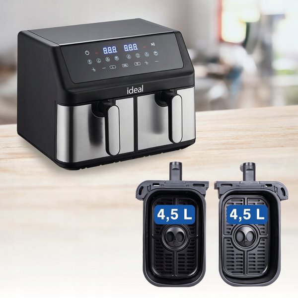 ΦΡΙΤΕΖΑ ΑΕΡΟΣ ΧΩΡΙΣ ΛΑΔΙ AIR FRYER Eldom ΔΙΠΛΗ 9L ΔΙΠΛΟΥ ΘΑΛΑΜΟΥ+ΣΤΕΓΝΩΤΗΡΑΣ